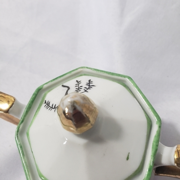 Vintage Japanese Lusterware Sugarbowl and Creamer Set Oceanside Scene Made Japan - Picture 8 of 11